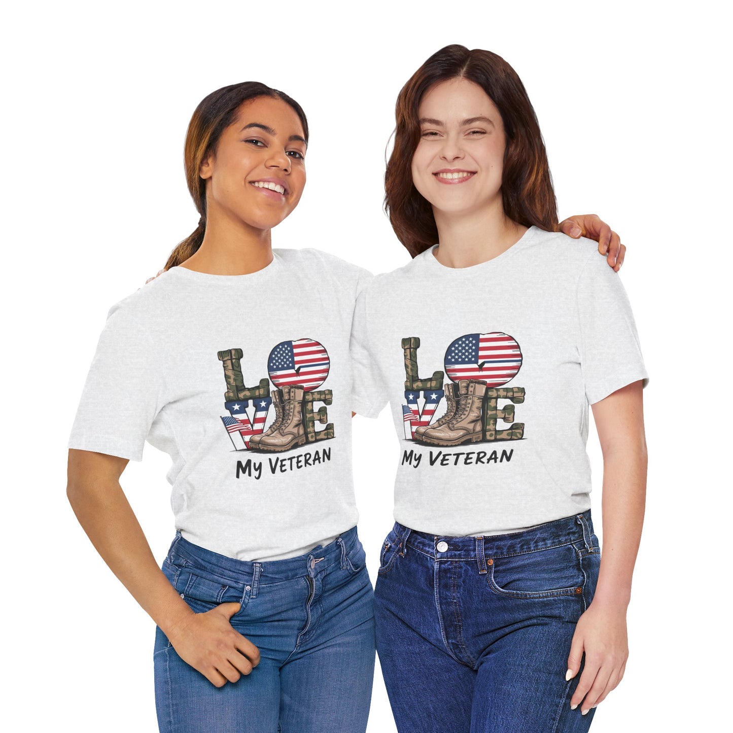 Veteran Love Tee - Unisex Short Sleeve Shirt, Military Appreciation Gift, Casual Everyday Wear, Patriotic Shirt, Memorial Day Outfit