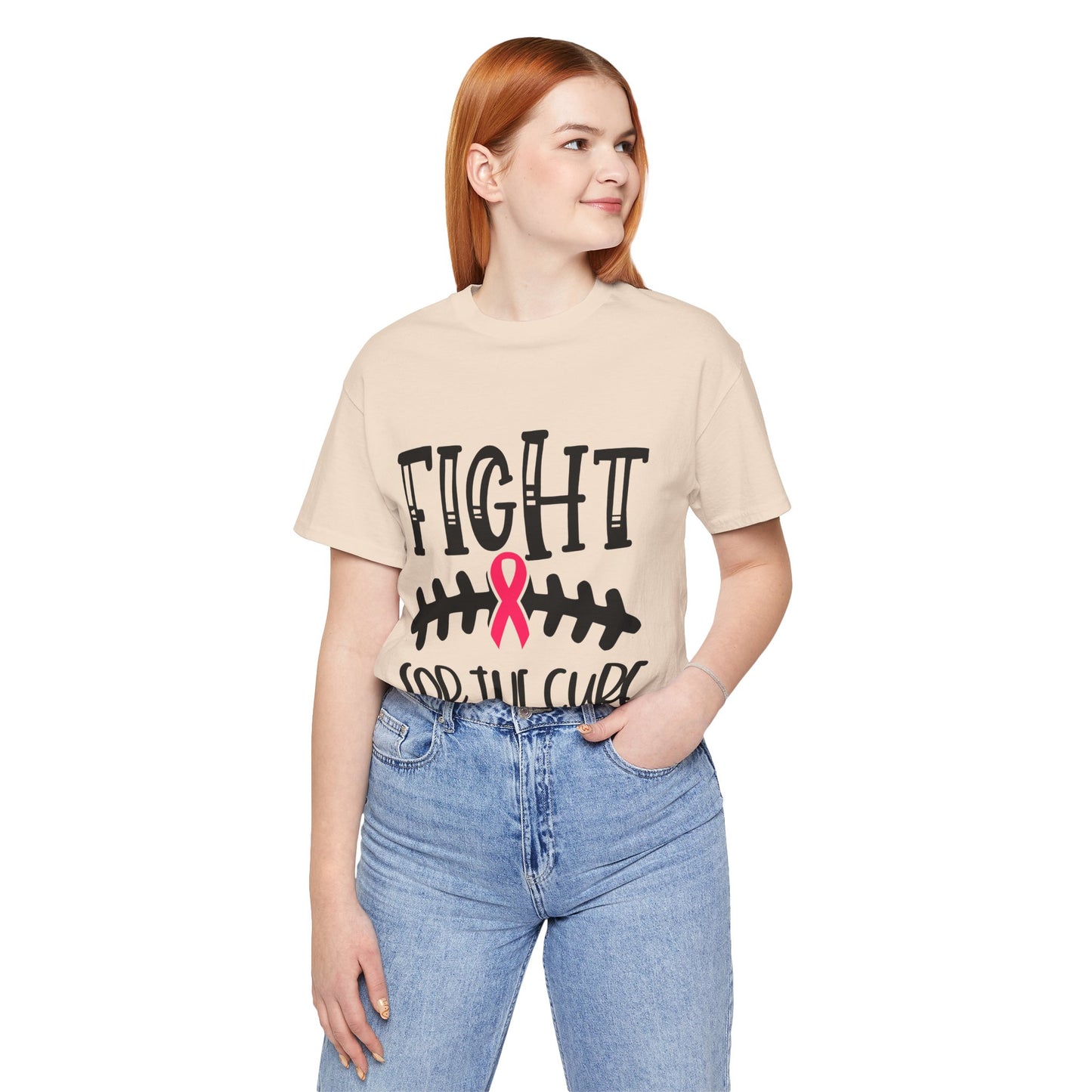 "Fight for the Cure" Graphic Tee,  Unisex Jersey Tee, Awareness Shirt, Breast Cancer Support T-Shirt, Fight Cancer Tee, Gift for a Cause
