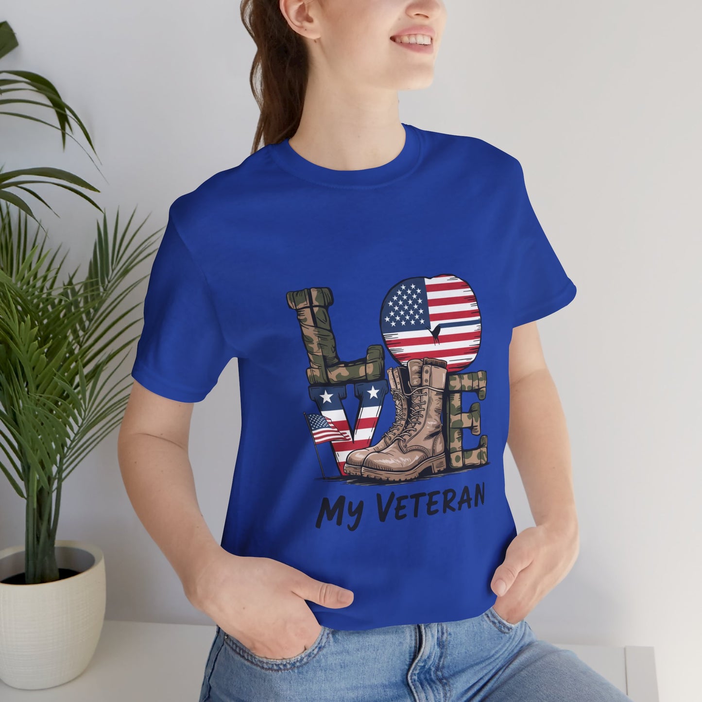 Veteran Love Tee - Unisex Short Sleeve Shirt, Military Appreciation Gift, Casual Everyday Wear, Patriotic Shirt, Memorial Day Outfit
