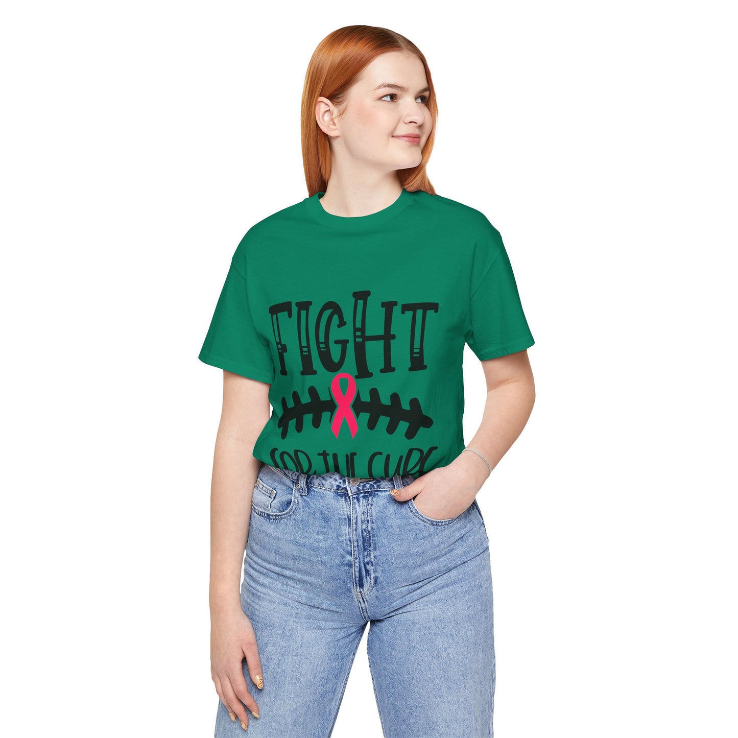"Fight for the Cure" Graphic Tee,  Unisex Jersey Tee, Awareness Shirt, Breast Cancer Support T-Shirt, Fight Cancer Tee, Gift for a Cause
