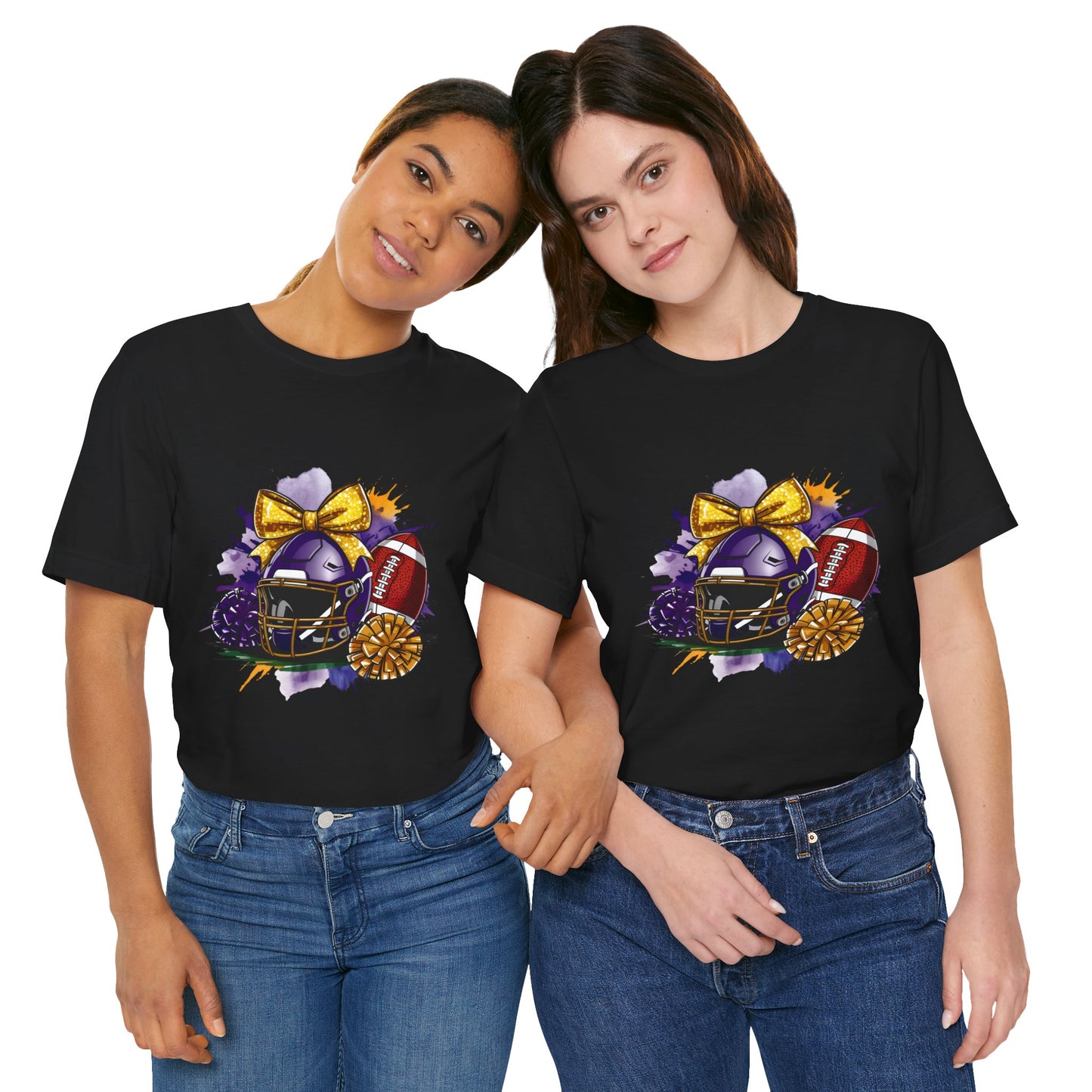 Cheerleader Football T-Shirt | Women's Gameday Tee, Unisex Sports Shirt, Game Day Outfit, Cheerleading Gift, Football Fans Apparel, Colorful Helmet Design
