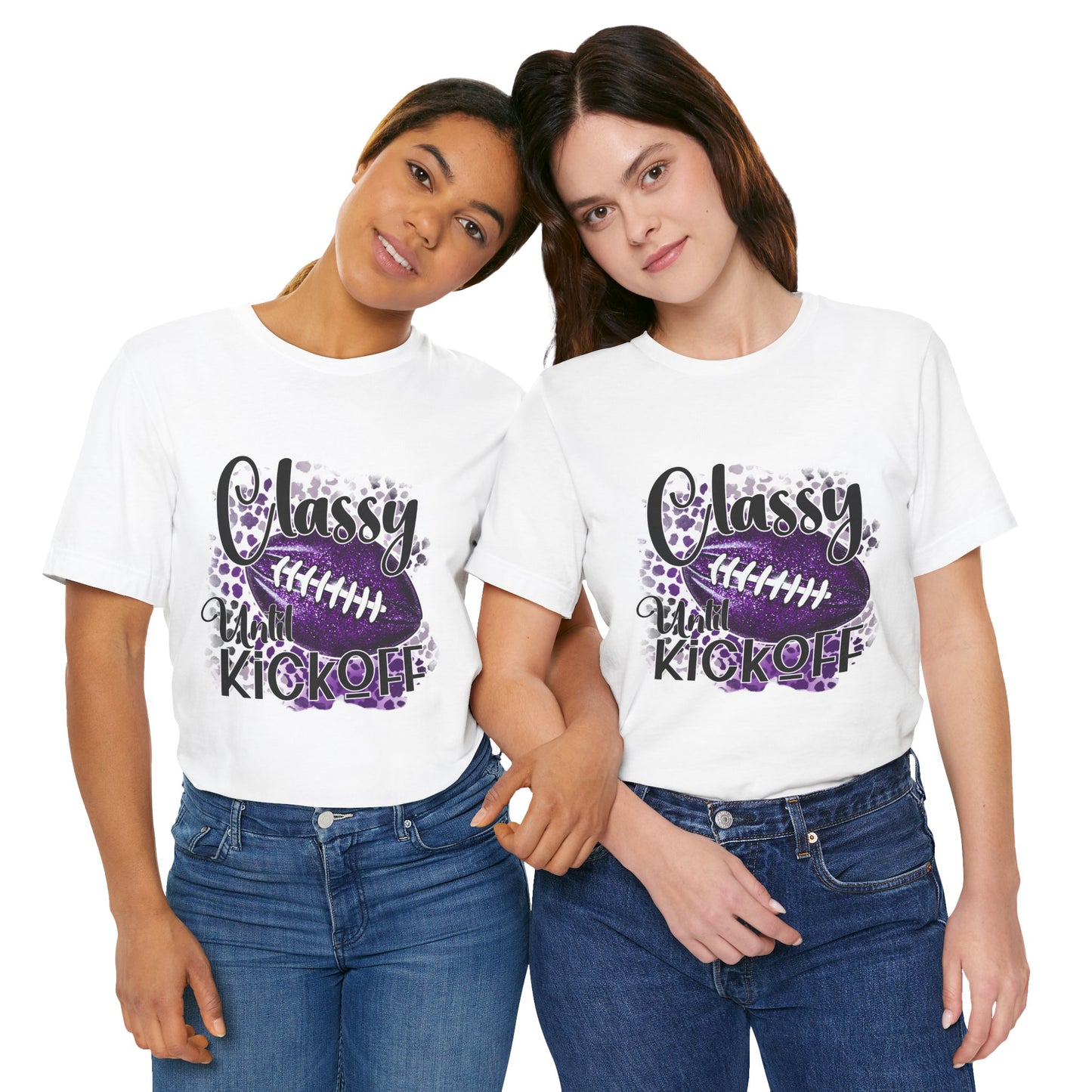 "Classy 'Til Kickoff" Football T-Shirt | Women's Gameday Tee Unisex Short Sleeve, Game Day Shirt, Tailgate Apparel, Football Season Wear, Fan Gift