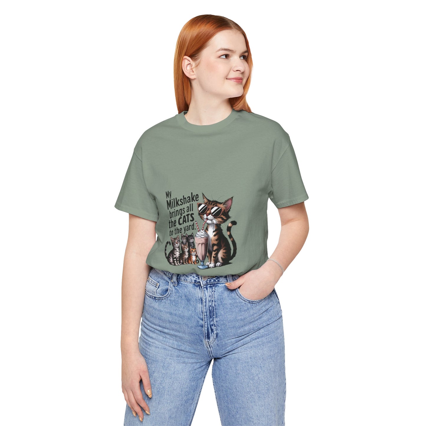 Cat Lover's Humor Tee - My Milkshake Brings All the Cats to the Yard, Funny T-Shirt, Gift for Animal Lovers, Cute Cat Shirt, Pet [...]