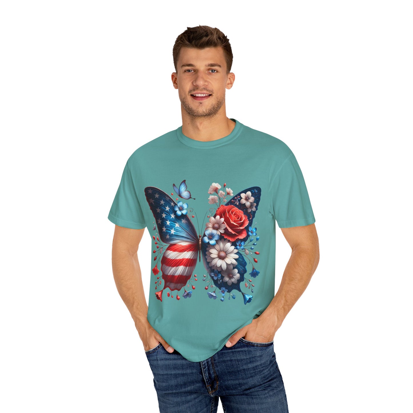 Butterfly & Floral Patriotic Tee, Unisex Garment-Dyed T-shirt, 4th of July Shirt, Memorial Day Gift, Summer Fashion Top, Nature Lovers [...]