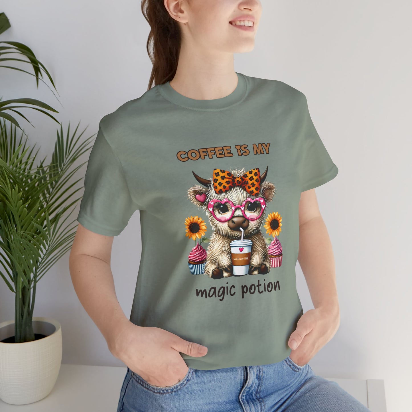Funny Coffee Potion Cat Tee - Unisex Jersey Tee for Cat Lovers