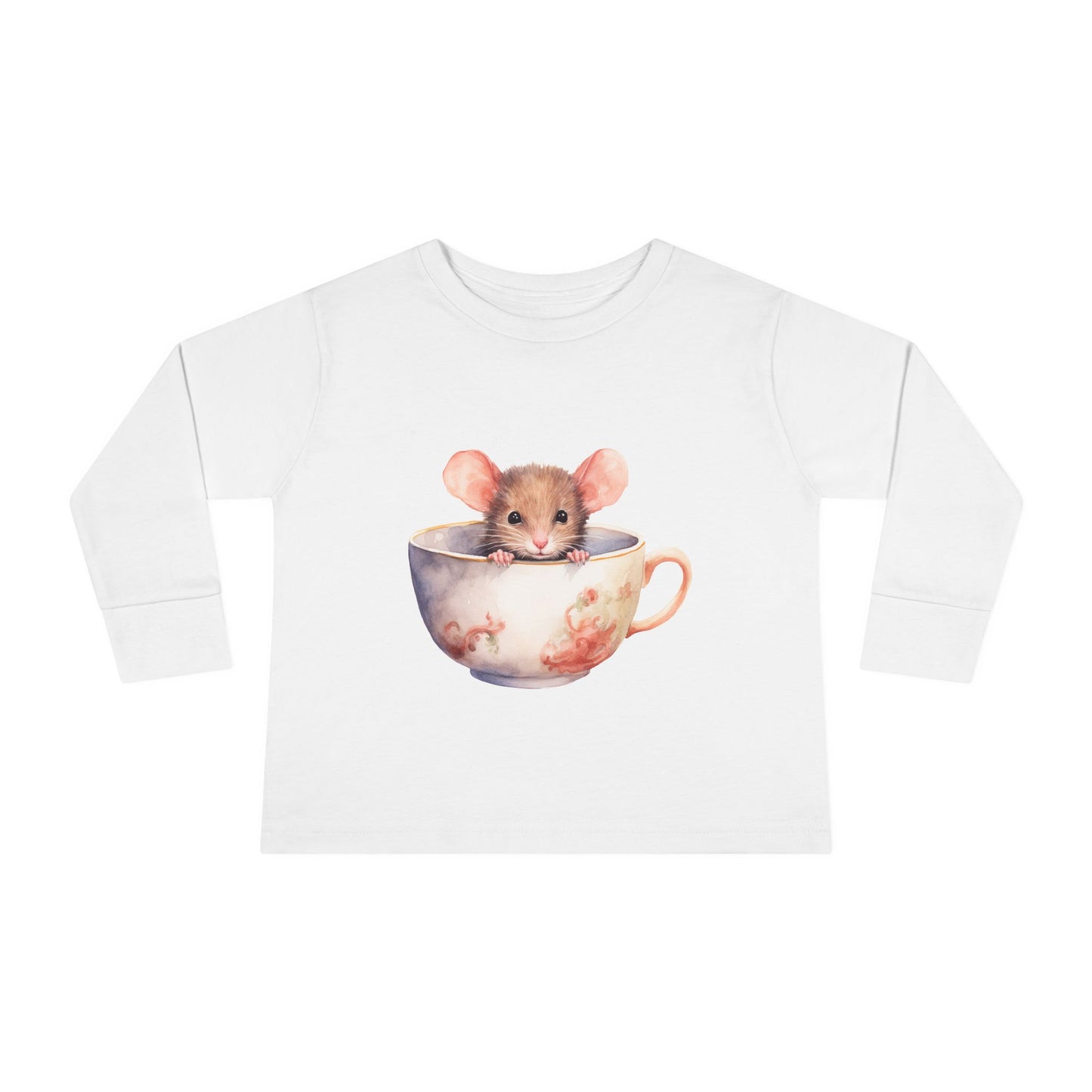 Unisex Mouse Graphic 100% Combed Cotton Toddler Fit Long Sleeve Tee