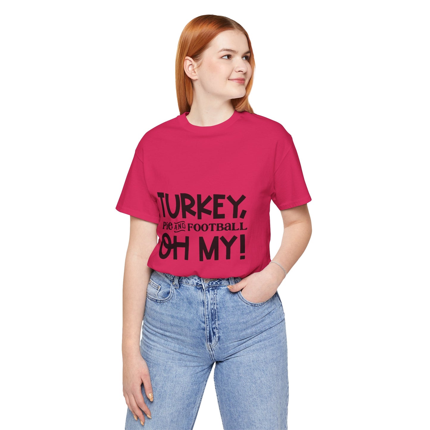T-Shirt - Turkey Pig and Football OH MY Design, Thanksgiving Football T-Shirt, Holiday Football Tee