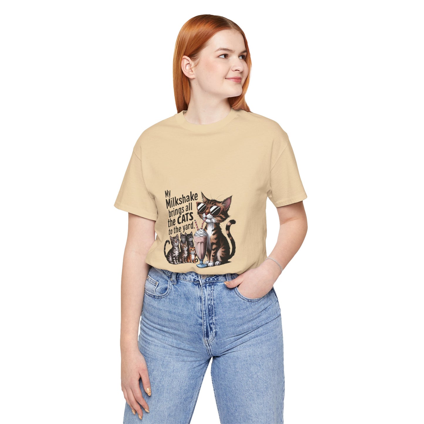 Cat Lover's Humor Tee - My Milkshake Brings All the Cats to the Yard, Funny T-Shirt, Gift for Animal Lovers, Cute Cat Shirt, Pet [...]