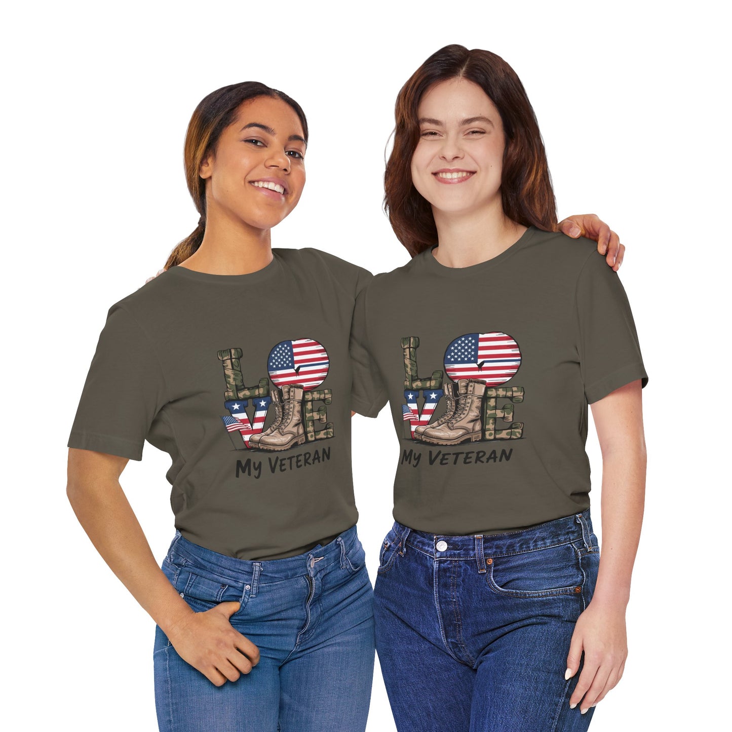 Veteran Love Tee - Unisex Short Sleeve Shirt, Military Appreciation Gift, Casual Everyday Wear, Patriotic Shirt, Memorial Day Outfit