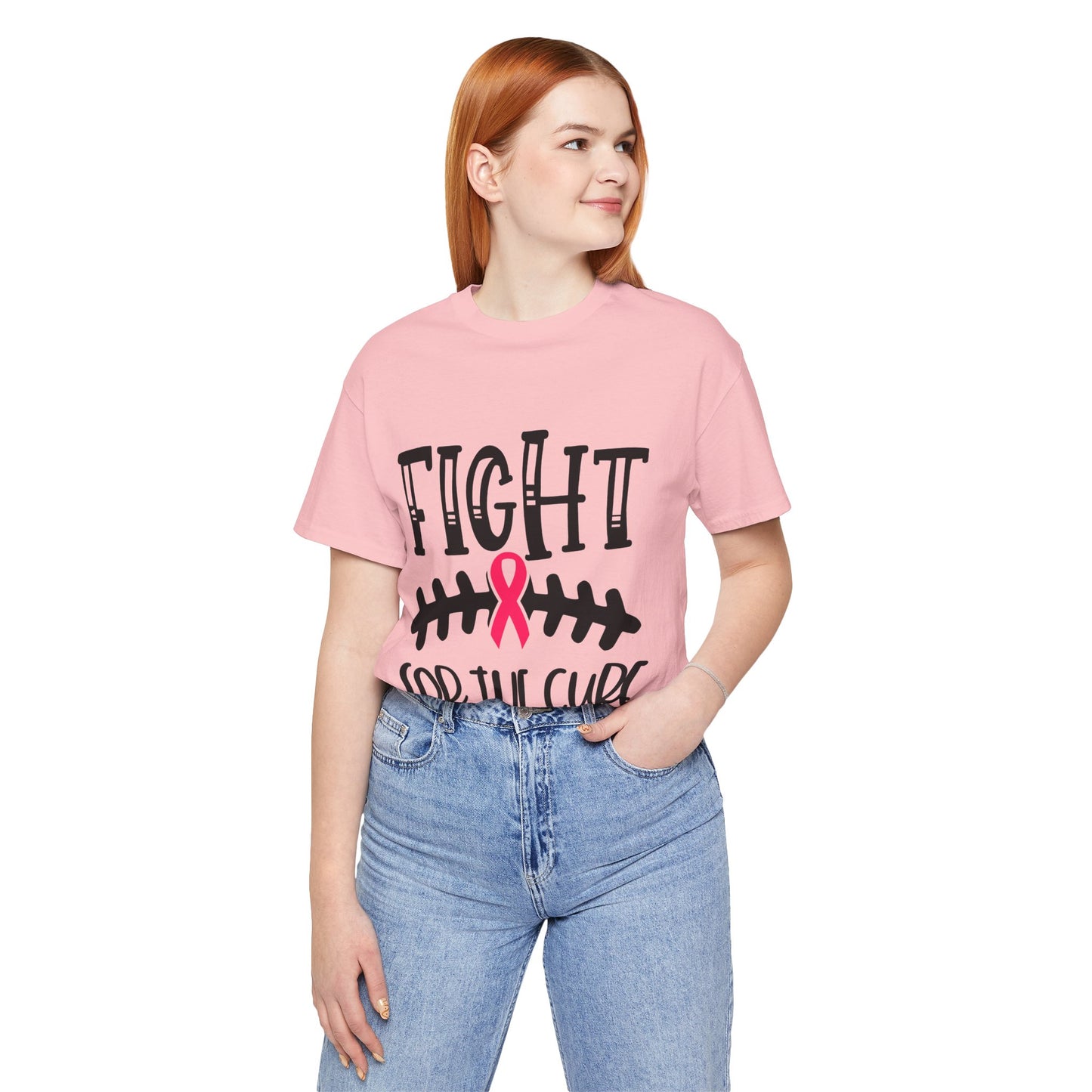 "Fight for the Cure" Graphic Tee,  Unisex Jersey Tee, Awareness Shirt, Breast Cancer Support T-Shirt, Fight Cancer Tee, Gift for a Cause