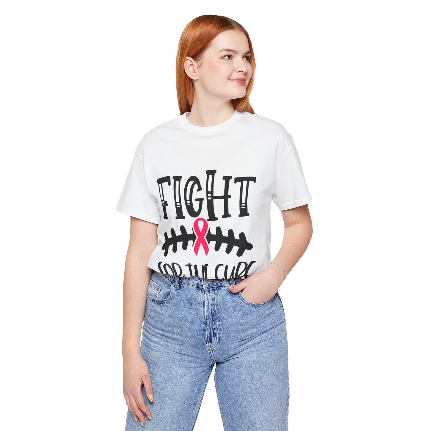 "Fight for the Cure" Graphic Tee,  Unisex Jersey Tee, Awareness Shirt, Breast Cancer Support T-Shirt, Fight Cancer Tee, Gift for a Cause