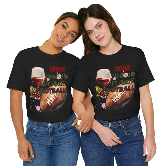 Wine Football Tee Sports Fan T-Shirt Funny Drinking Shirt