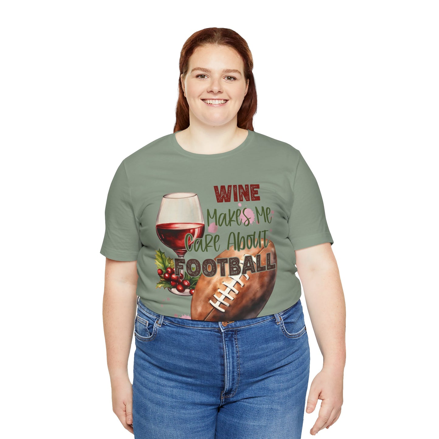 Wine Football Tee Sports Fan T-Shirt Funny Drinking Shirt