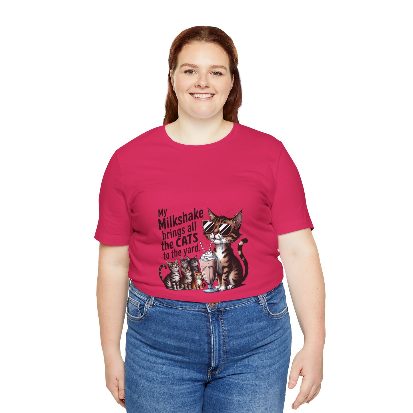 Cat Lover's Humor Tee - My Milkshake Brings All the Cats to the Yard, Funny T-Shirt, Gift for Animal Lovers, Cute Cat Shirt, Pet [...]
