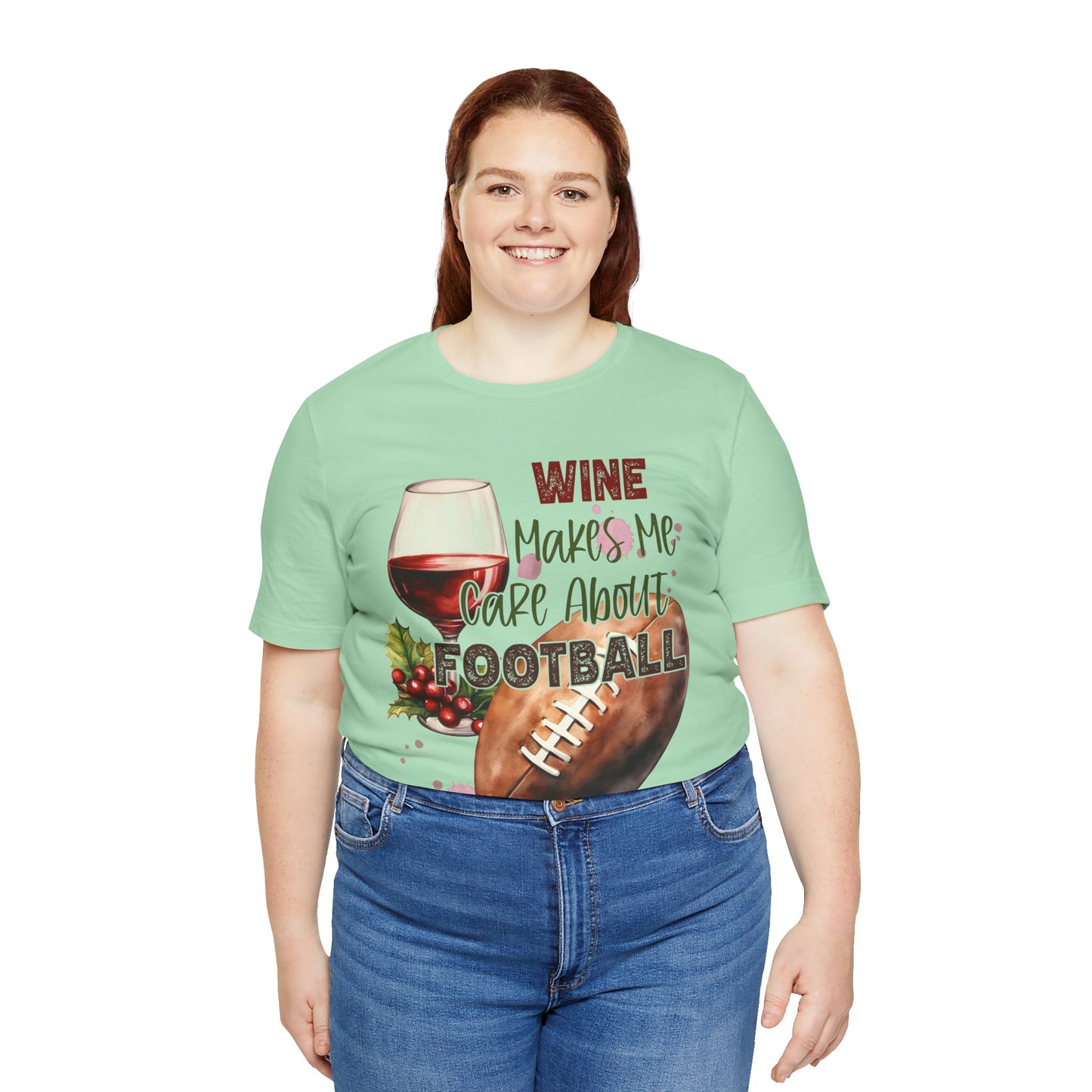 Wine Football Tee Sports Fan T-Shirt Funny Drinking Shirt
