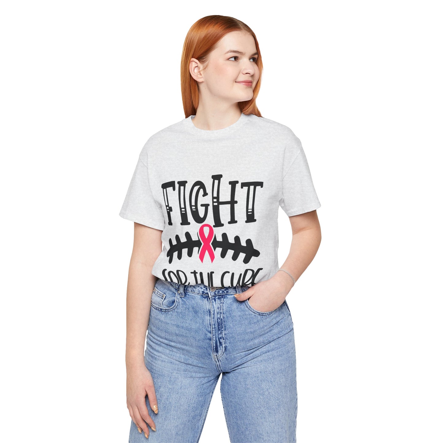"Fight for the Cure" Graphic Tee,  Unisex Jersey Tee, Awareness Shirt, Breast Cancer Support T-Shirt, Fight Cancer Tee, Gift for a Cause