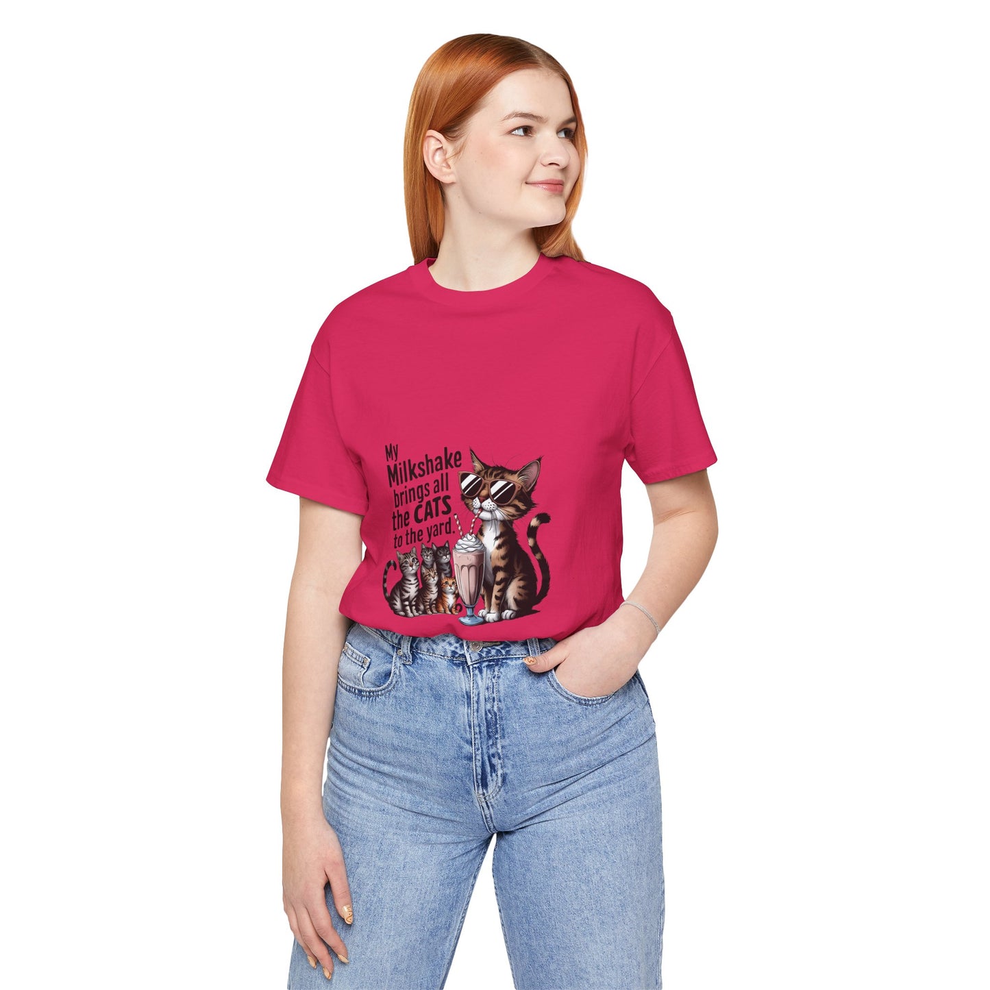 Cat Lover's Humor Tee - My Milkshake Brings All the Cats to the Yard, Funny T-Shirt, Gift for Animal Lovers, Cute Cat Shirt, Pet [...]