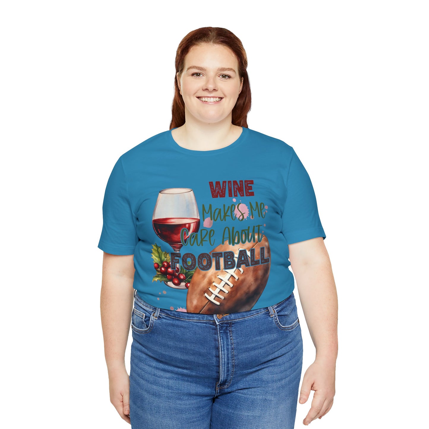 Wine Football Tee Sports Fan T-Shirt Funny Drinking Shirt