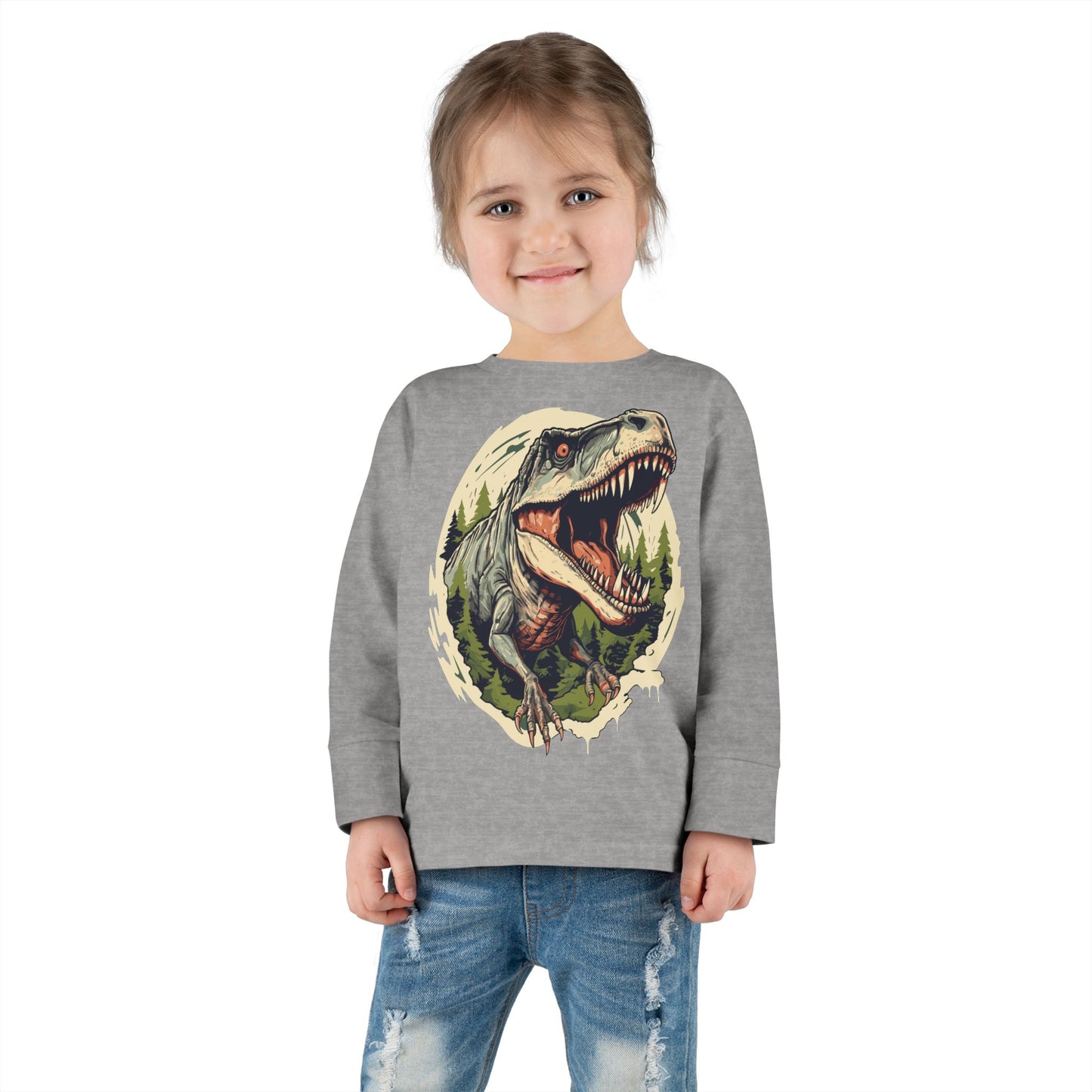 Unisex Dinosaur Graphic 100% Cotton Child Long Sleeve T-Shirt