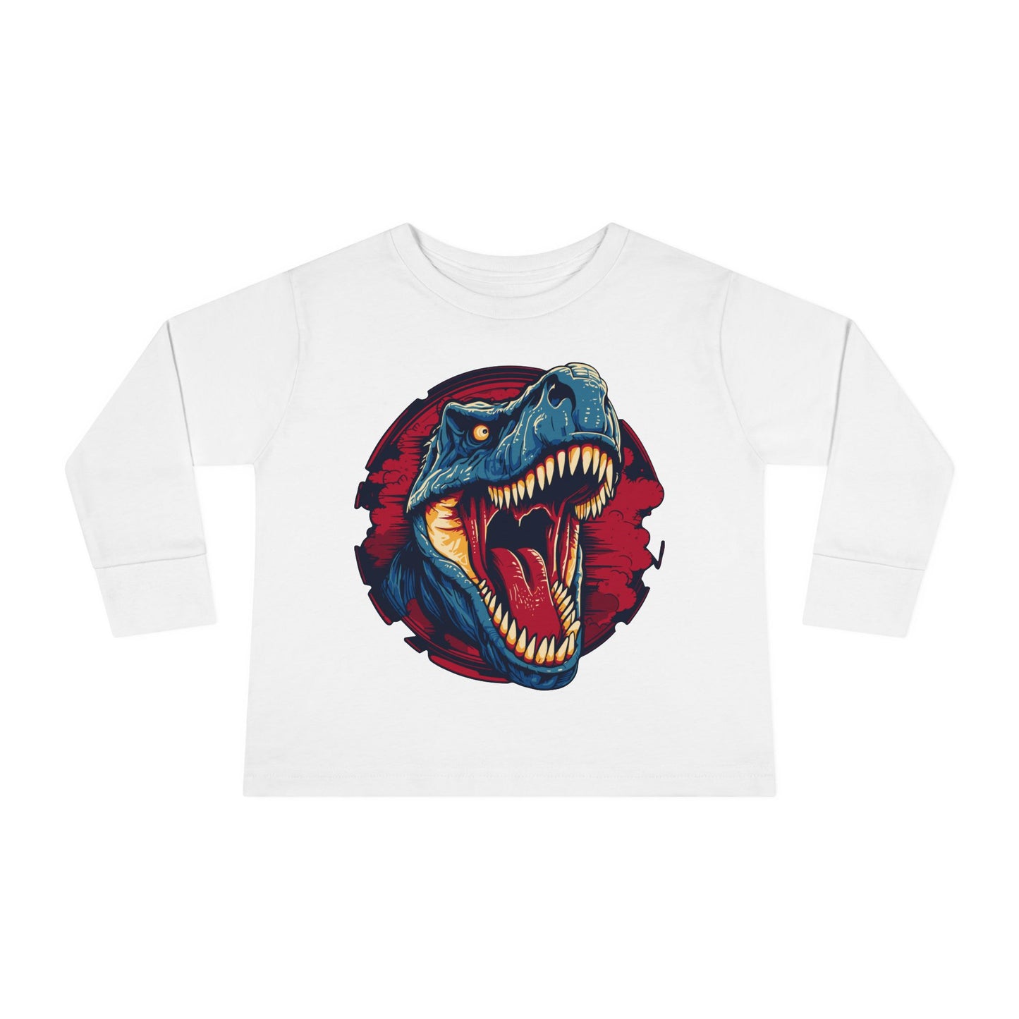 Unisex Dinosaur Graphic 100% Combed Cotton Toddler Long Sleeve Tee