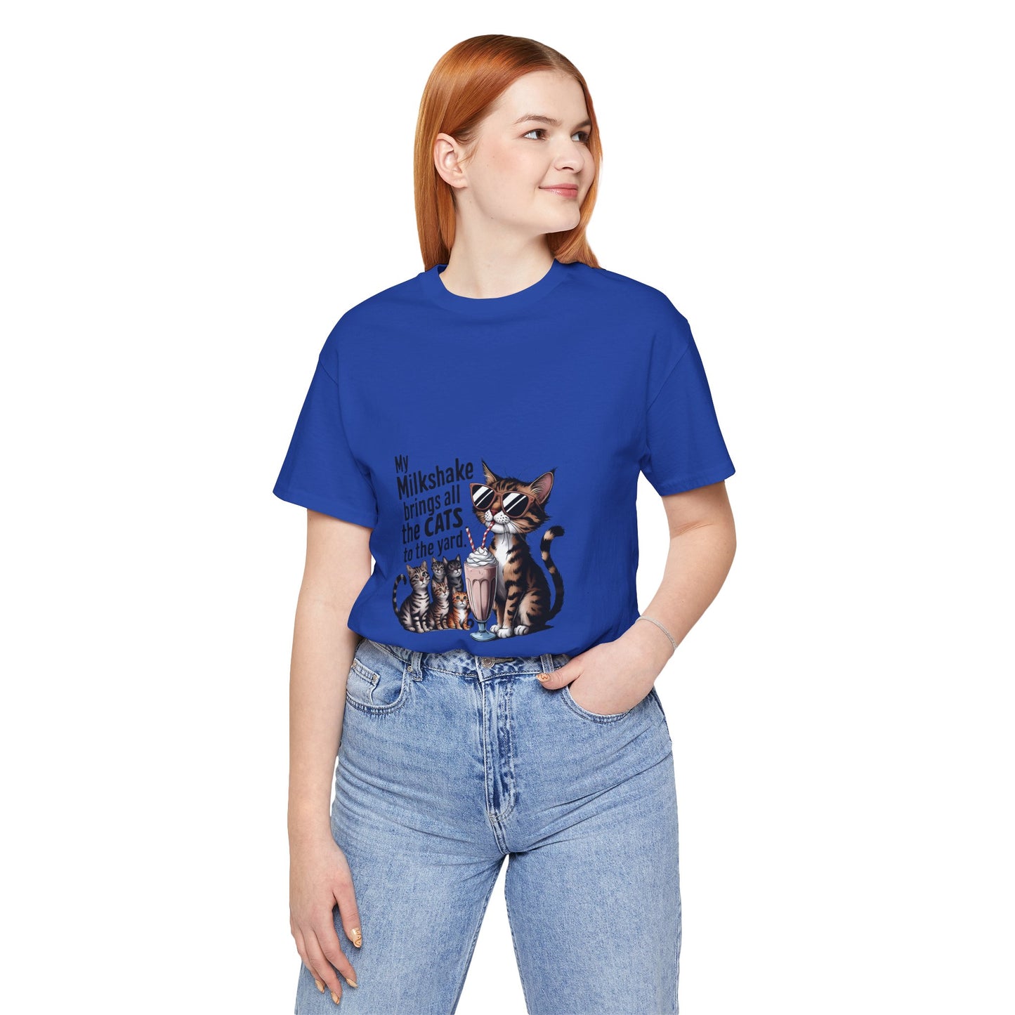 Cat Lover's Humor Tee - My Milkshake Brings All the Cats to the Yard, Funny T-Shirt, Gift for Animal Lovers, Cute Cat Shirt, Pet [...]