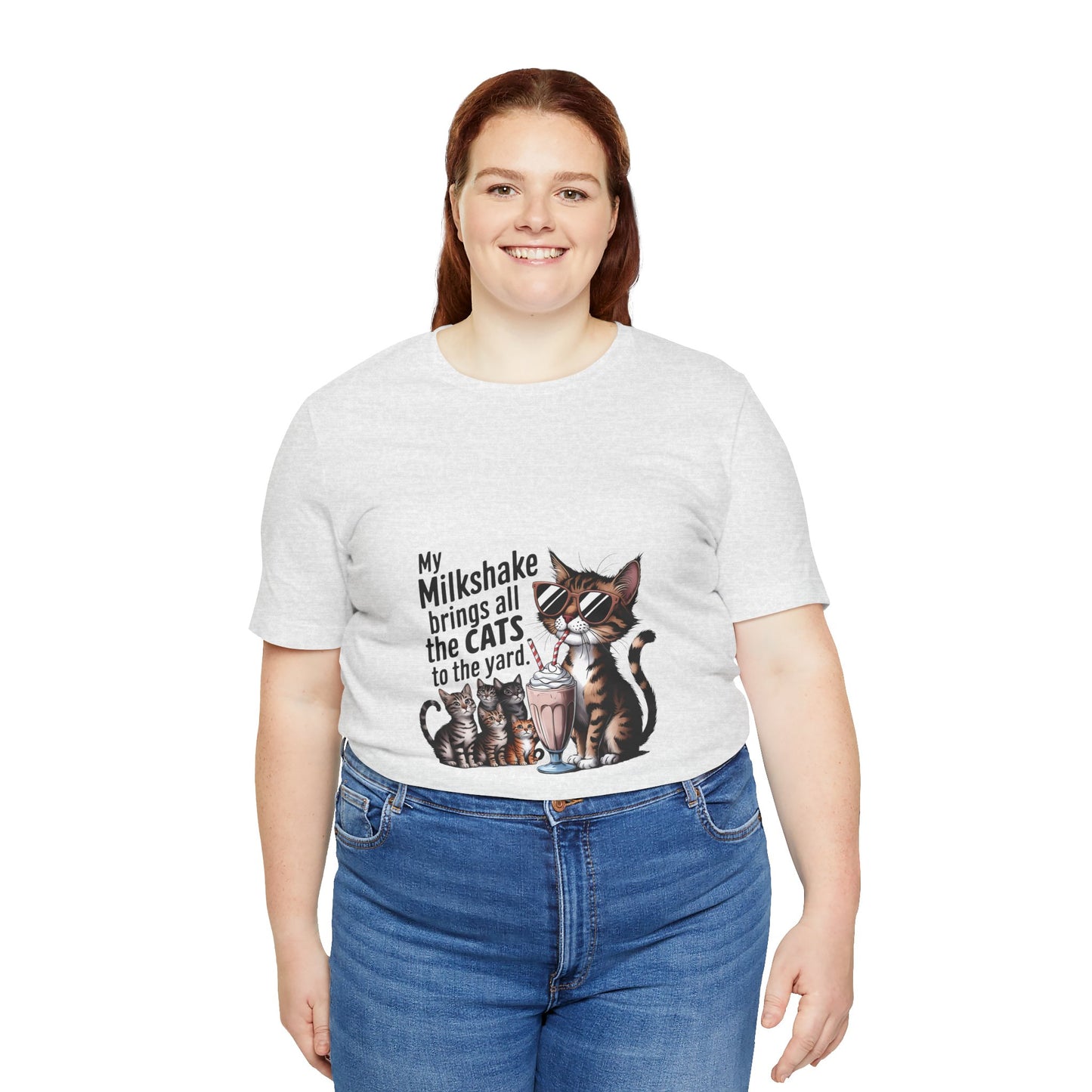 Cat Lover's Humor Tee - My Milkshake Brings All the Cats to the Yard, Funny T-Shirt, Gift for Animal Lovers, Cute Cat Shirt, Pet [...]