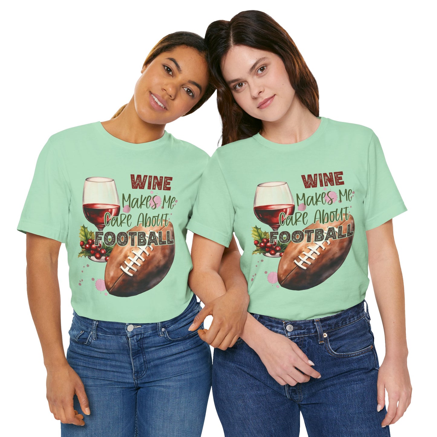 Wine Football Tee Sports Fan T-Shirt Funny Drinking Shirt