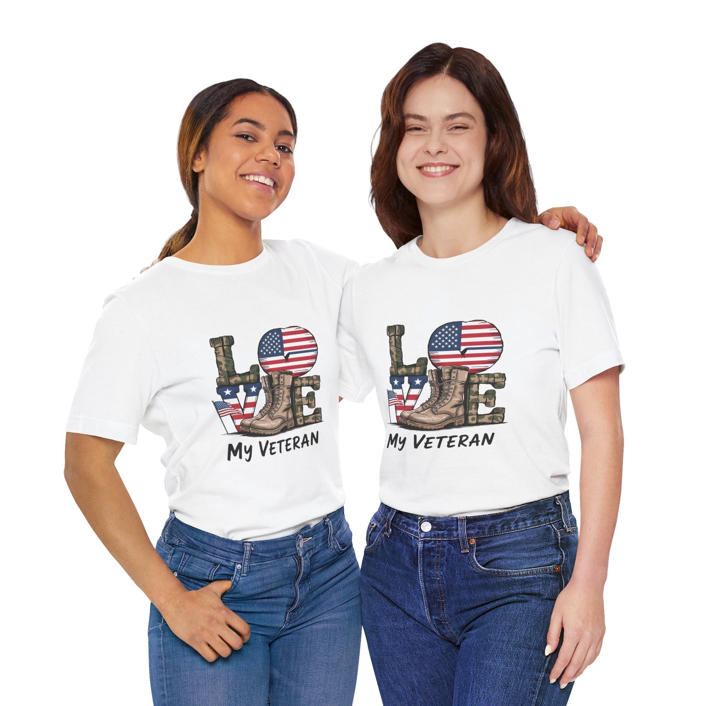 Veteran Love Tee - Unisex Short Sleeve Shirt, Military Appreciation Gift, Casual Everyday Wear, Patriotic Shirt, Memorial Day Outfit