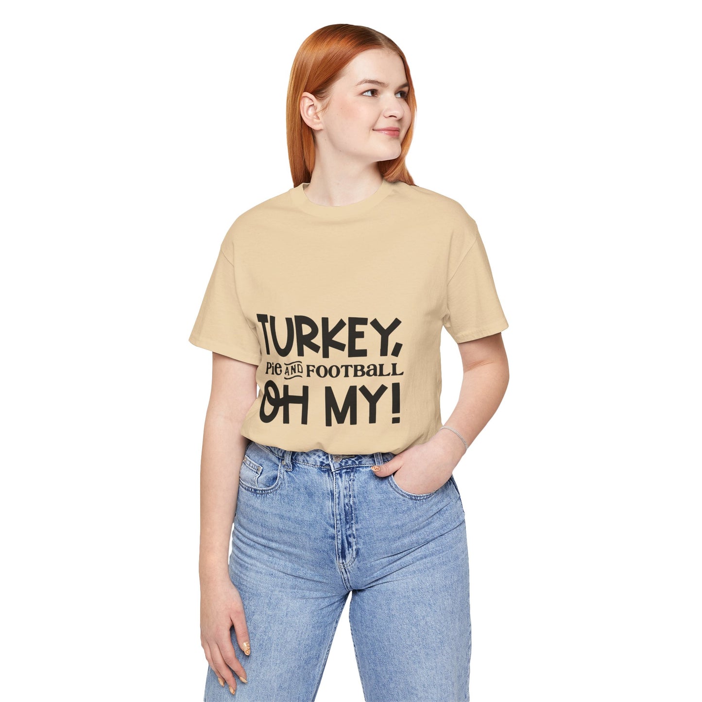 T-Shirt - Turkey Pig and Football OH MY Design, Thanksgiving Football T-Shirt, Holiday Football Tee