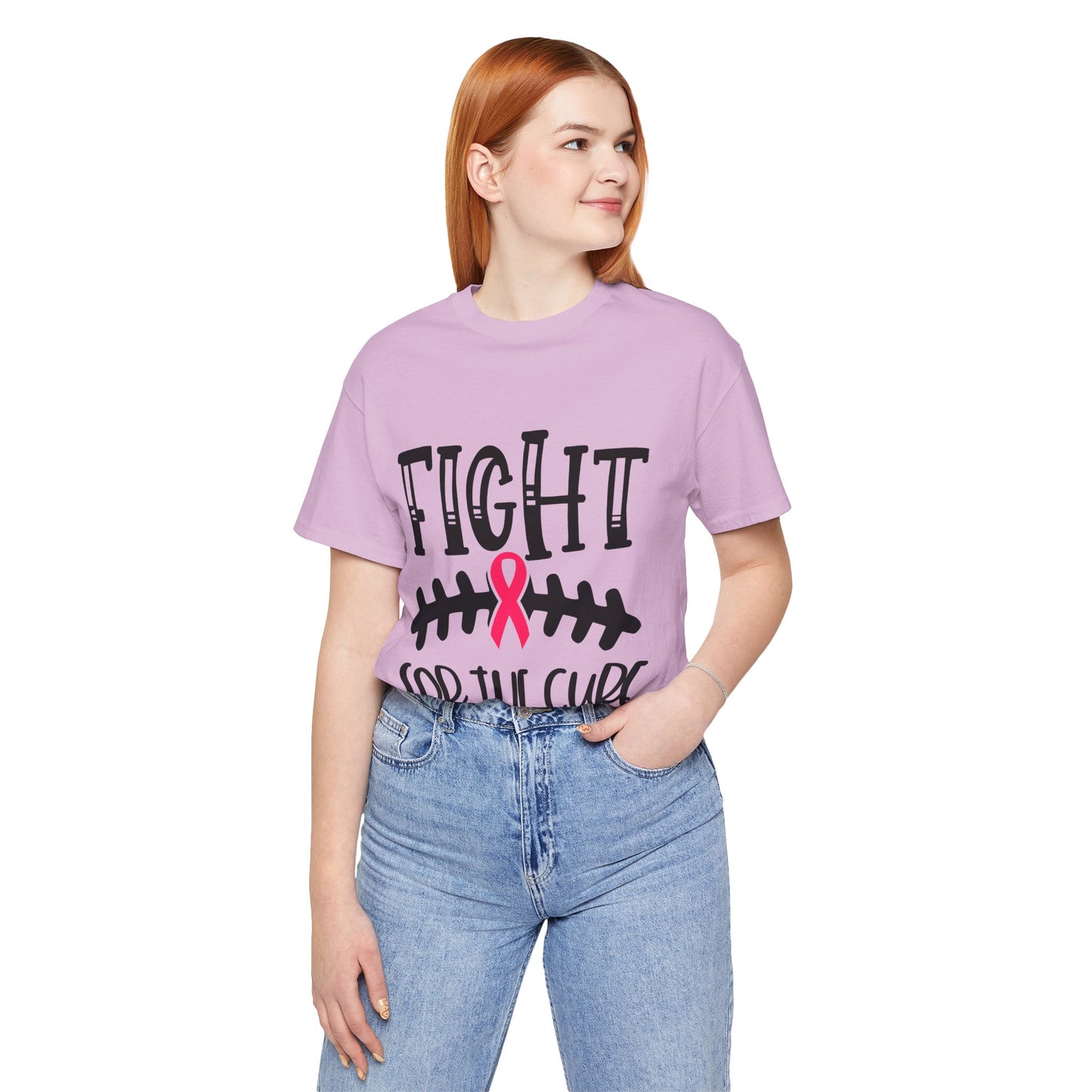 "Fight for the Cure" Graphic Tee,  Unisex Jersey Tee, Awareness Shirt, Breast Cancer Support T-Shirt, Fight Cancer Tee, Gift for a Cause