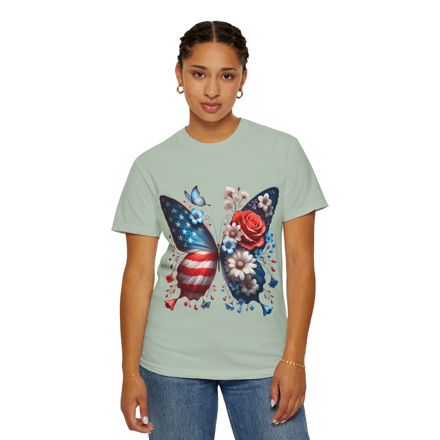 Butterfly & Floral Patriotic Tee, Unisex Garment-Dyed T-shirt, 4th of July Shirt, Memorial Day Gift, Summer Fashion Top, Nature Lovers [...]