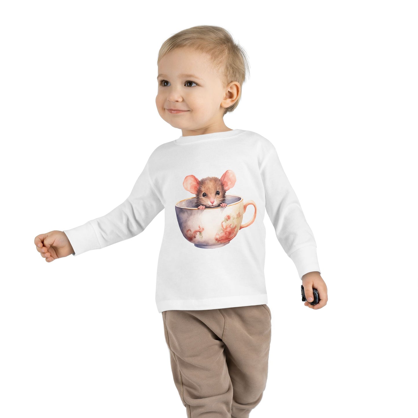 Unisex Mouse Graphic 100% Combed Cotton Toddler Fit Long Sleeve Tee