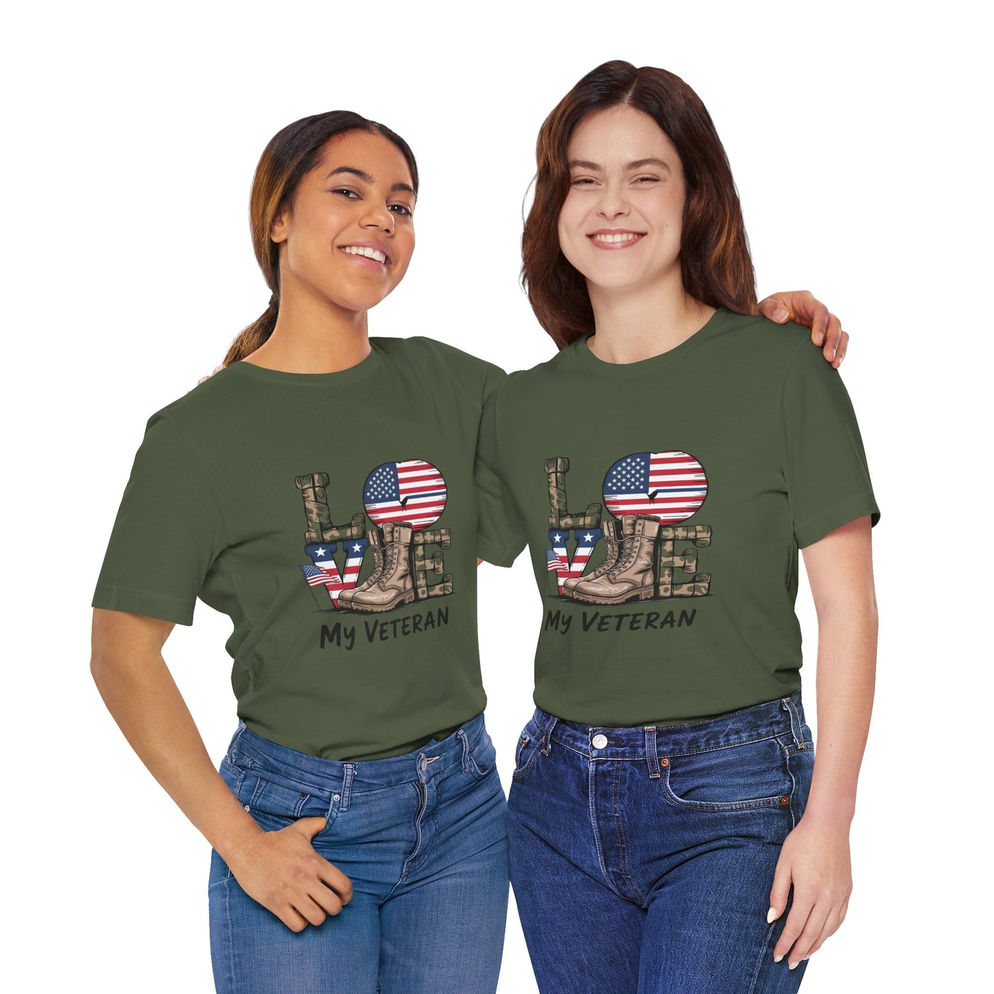 Veteran Love Tee - Unisex Short Sleeve Shirt, Military Appreciation Gift, Casual Everyday Wear, Patriotic Shirt, Memorial Day Outfit