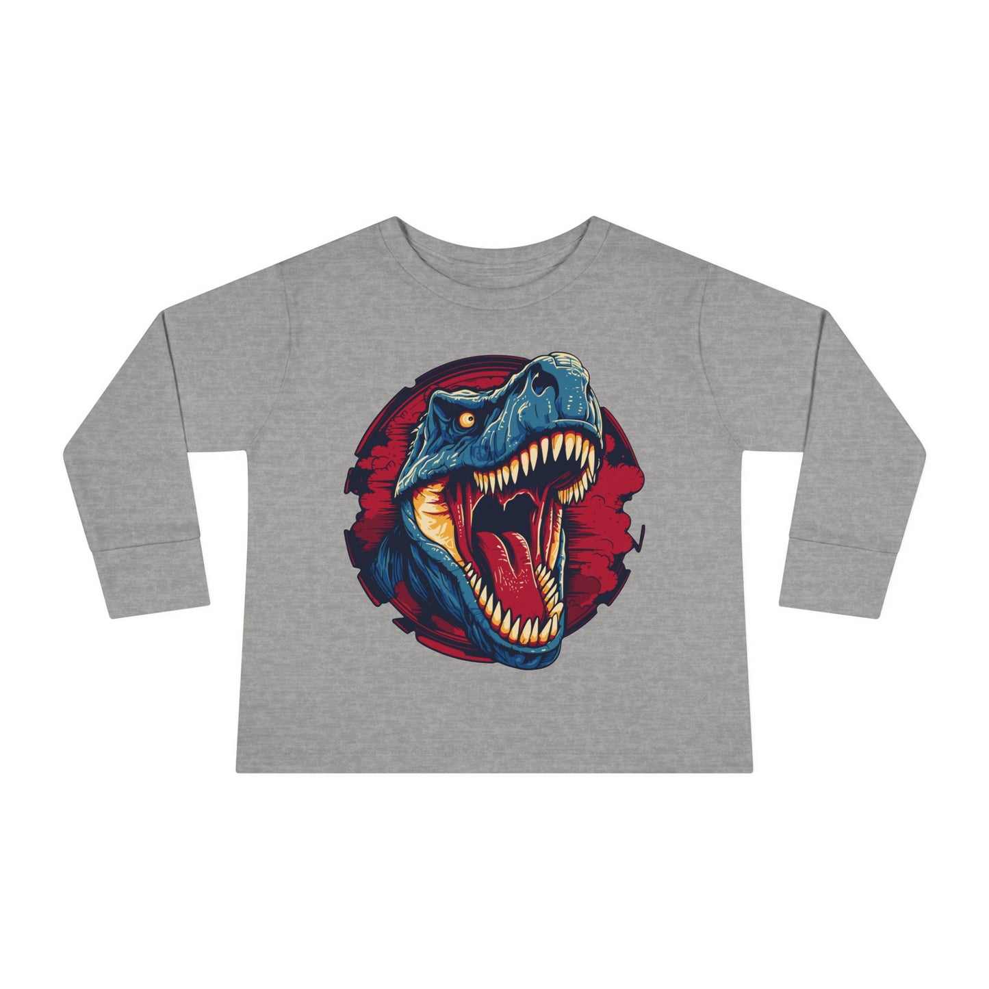 Unisex Dinosaur Graphic 100% Combed Cotton Toddler Long Sleeve Tee