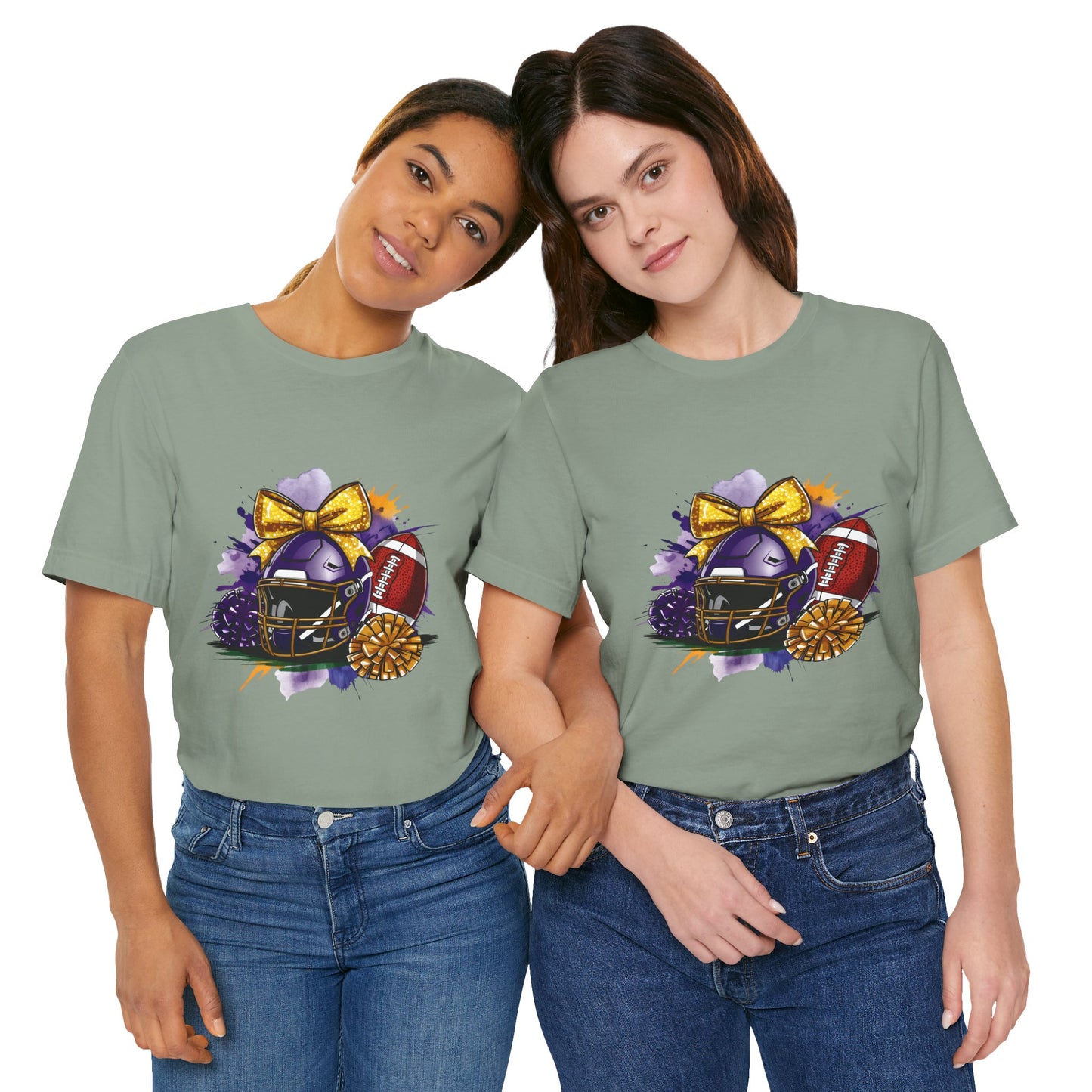 Cheerleader Football T-Shirt | Women's Gameday Tee, Unisex Sports Shirt, Game Day Outfit, Cheerleading Gift, Football Fans Apparel, Colorful Helmet Design