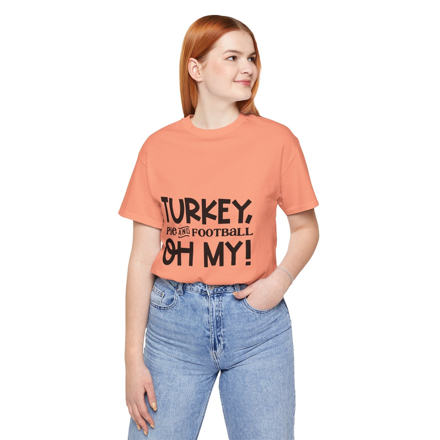 T-Shirt - Turkey Pig and Football OH MY Design, Thanksgiving Football T-Shirt, Holiday Football Tee