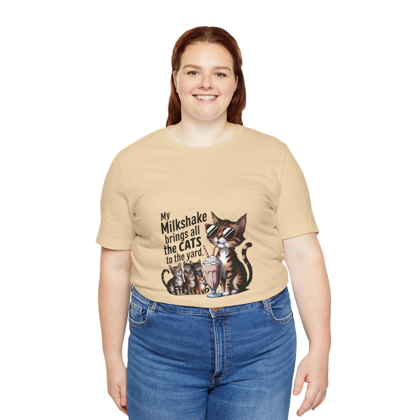 Cat Lover's Humor Tee - My Milkshake Brings All the Cats to the Yard, Funny T-Shirt, Gift for Animal Lovers, Cute Cat Shirt, Pet [...]