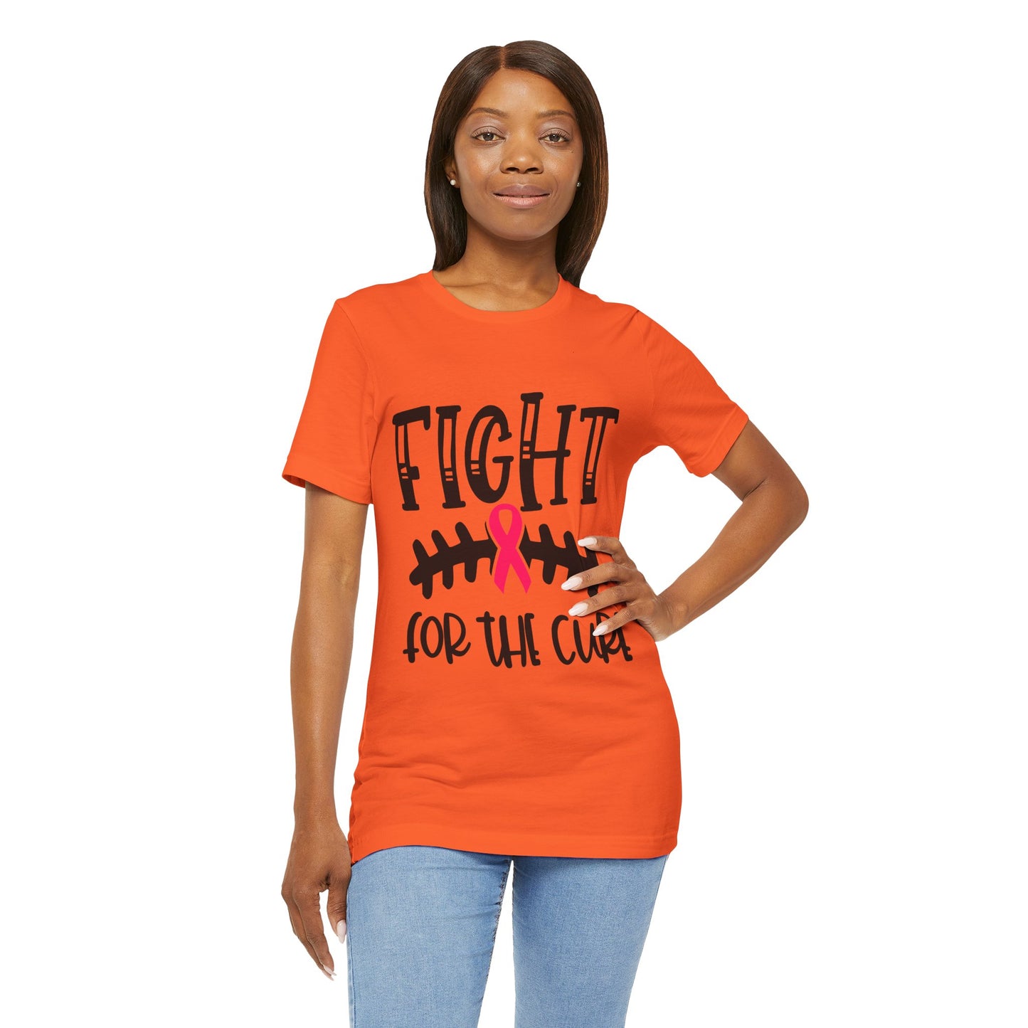 "Fight for the Cure" Graphic Tee,  Unisex Jersey Tee, Awareness Shirt, Breast Cancer Support T-Shirt, Fight Cancer Tee, Gift for a Cause