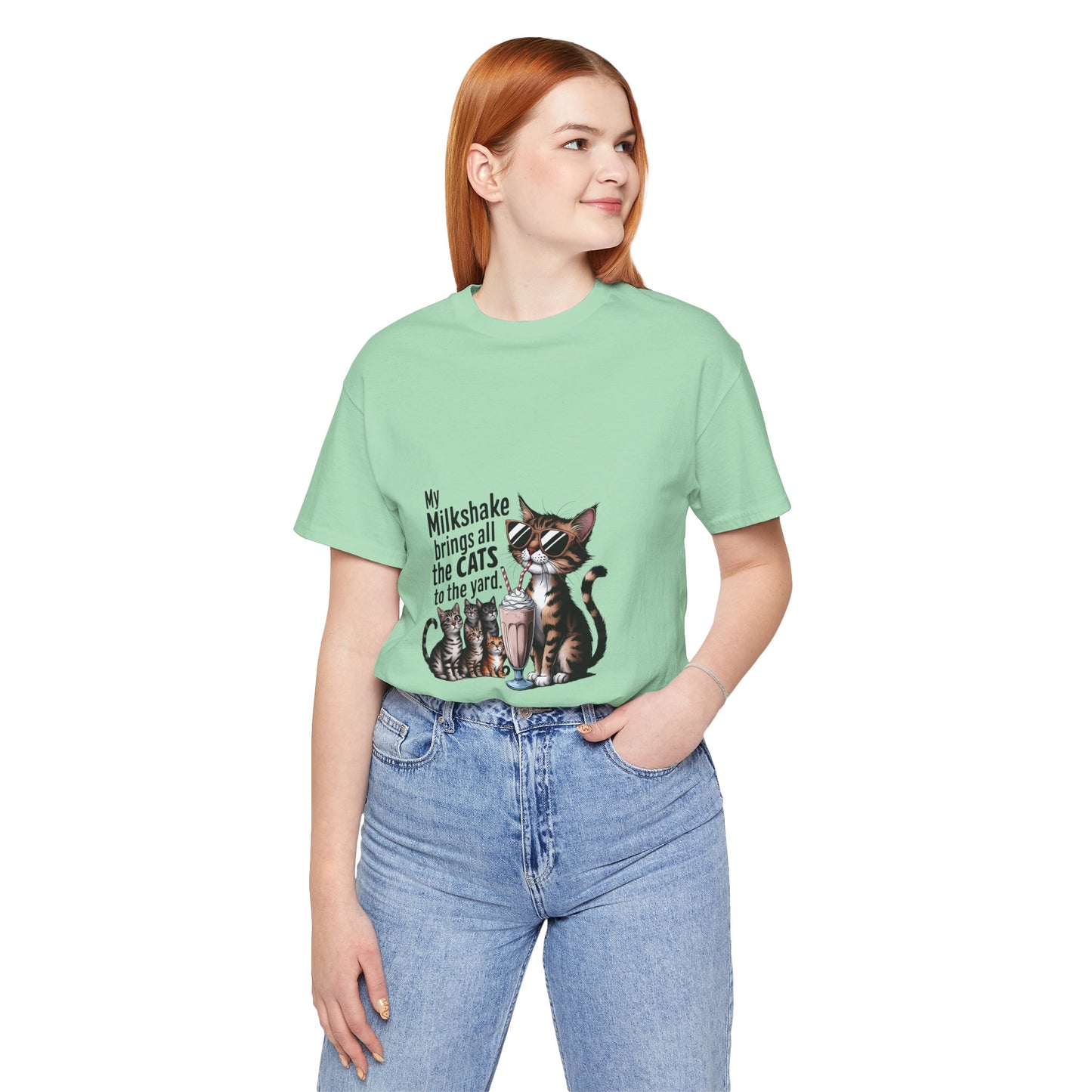 Cat Lover's Humor Tee - My Milkshake Brings All the Cats to the Yard, Funny T-Shirt, Gift for Animal Lovers, Cute Cat Shirt, Pet [...]