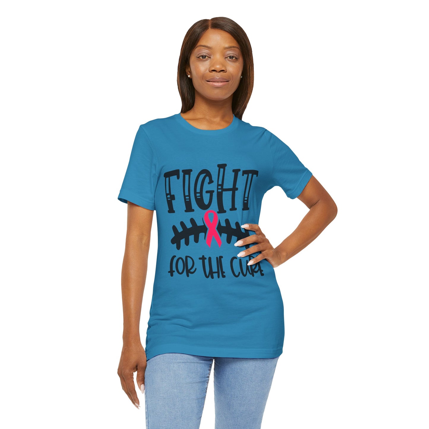 "Fight for the Cure" Graphic Tee,  Unisex Jersey Tee, Awareness Shirt, Breast Cancer Support T-Shirt, Fight Cancer Tee, Gift for a Cause