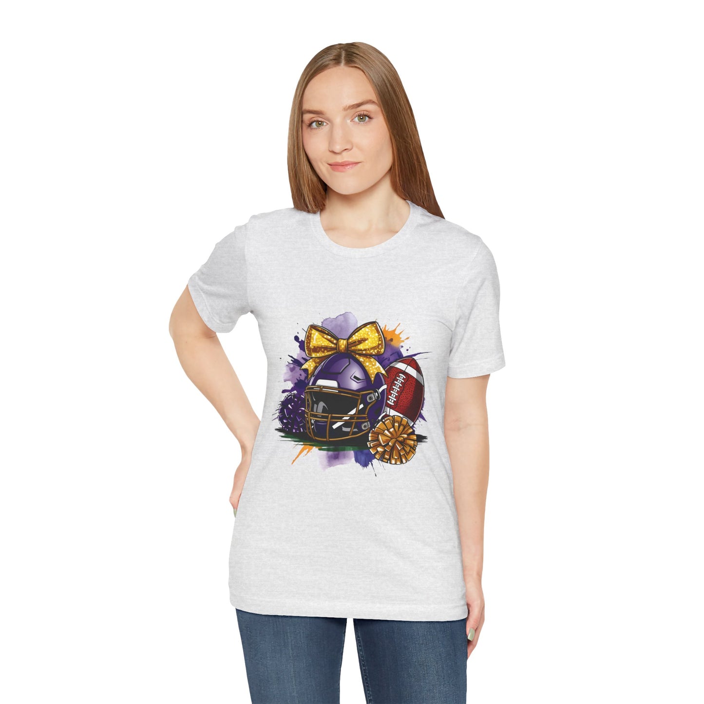 Cheerleader Football T-Shirt | Women's Gameday Tee, Unisex Sports Shirt, Game Day Outfit, Cheerleading Gift, Football Fans Apparel, Colorful Helmet Design