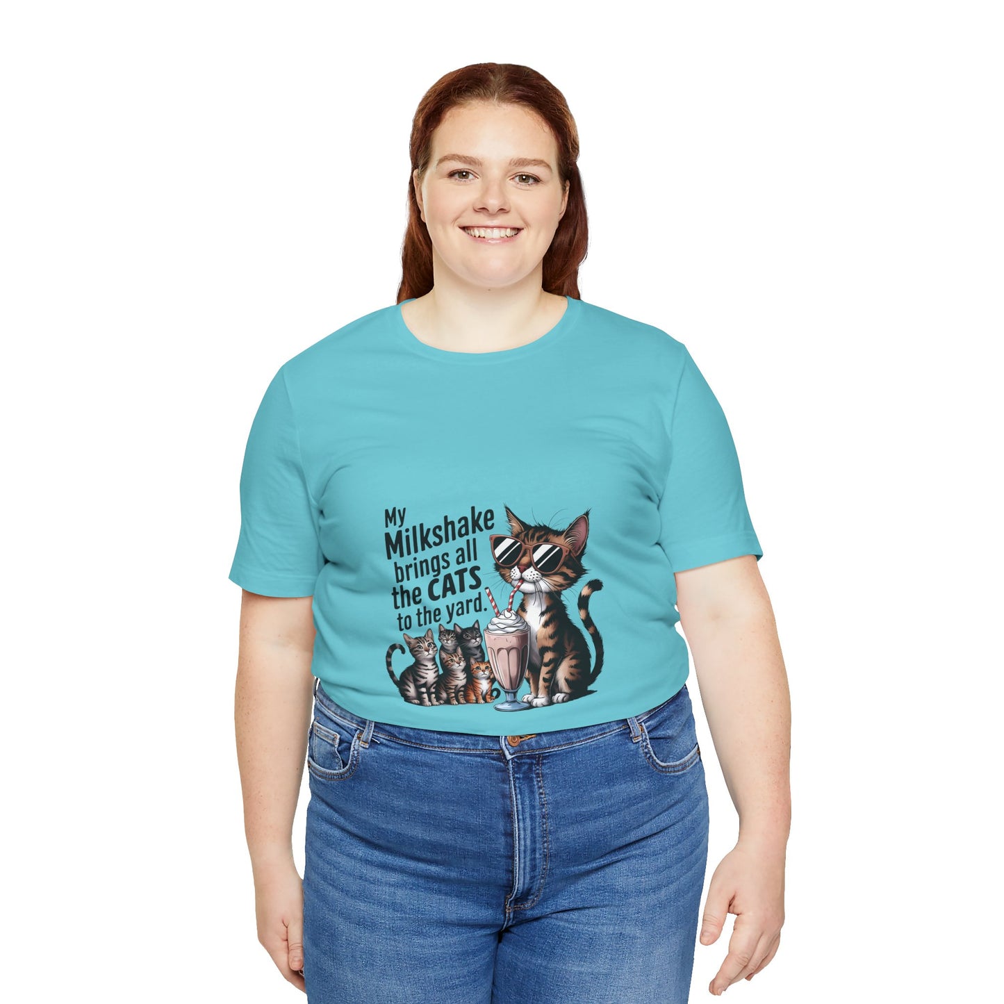 Cat Lover's Humor Tee - My Milkshake Brings All the Cats to the Yard, Funny T-Shirt, Gift for Animal Lovers, Cute Cat Shirt, Pet [...]