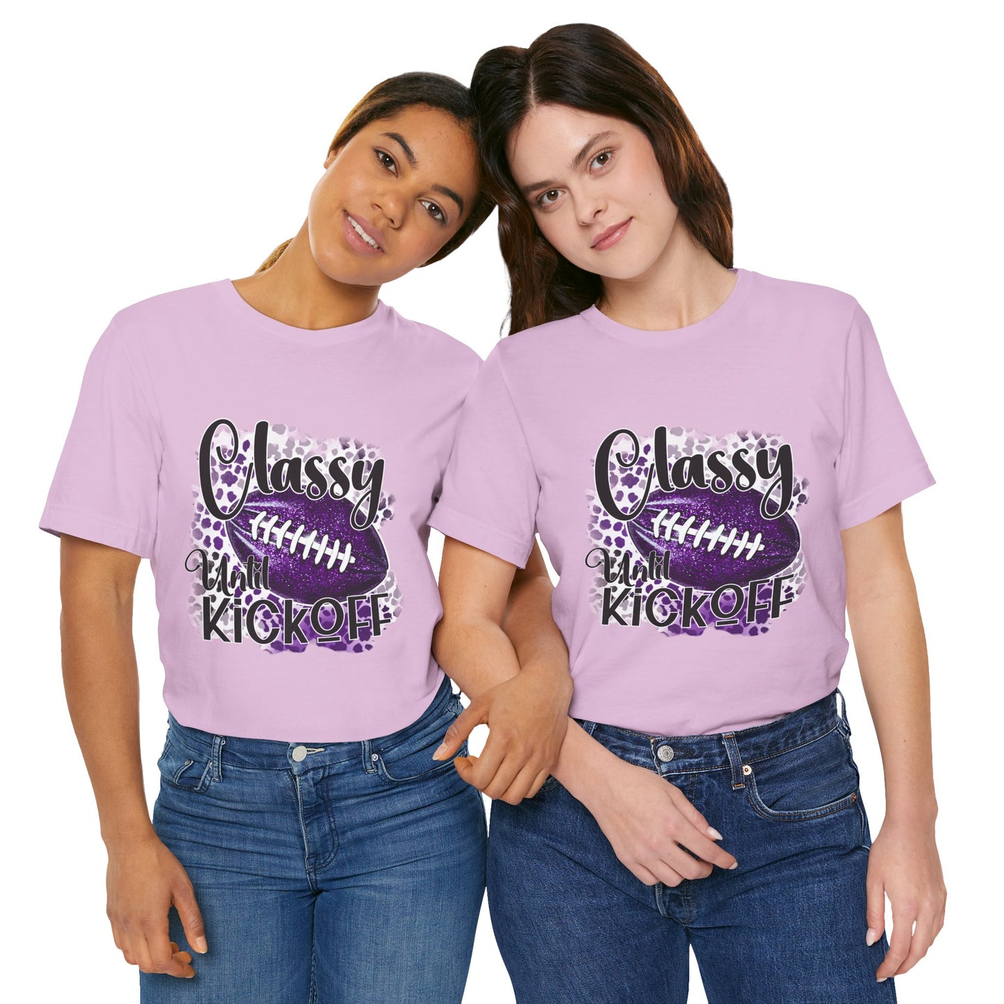 "Classy 'Til Kickoff" Football T-Shirt | Women's Gameday Tee Unisex Short Sleeve, Game Day Shirt, Tailgate Apparel, Football Season Wear, Fan Gift