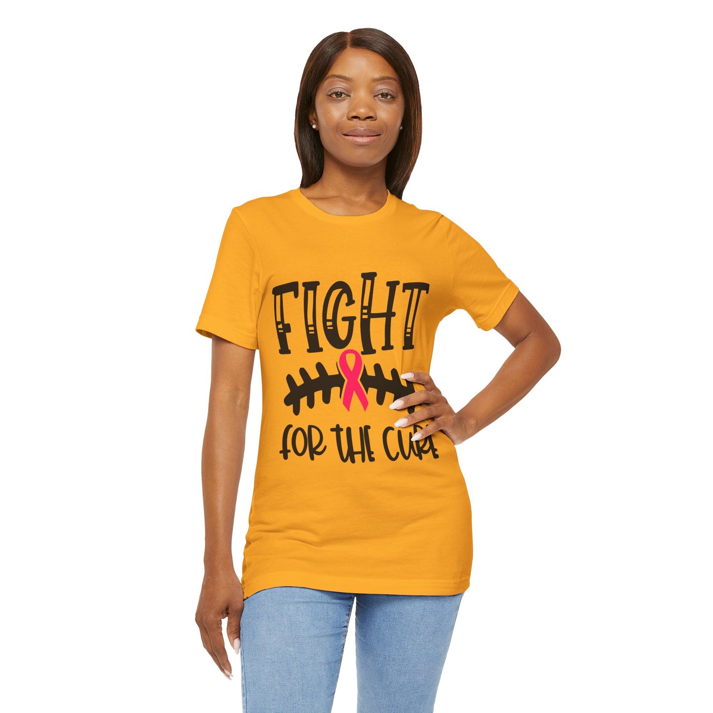 "Fight for the Cure" Graphic Tee,  Unisex Jersey Tee, Awareness Shirt, Breast Cancer Support T-Shirt, Fight Cancer Tee, Gift for a Cause