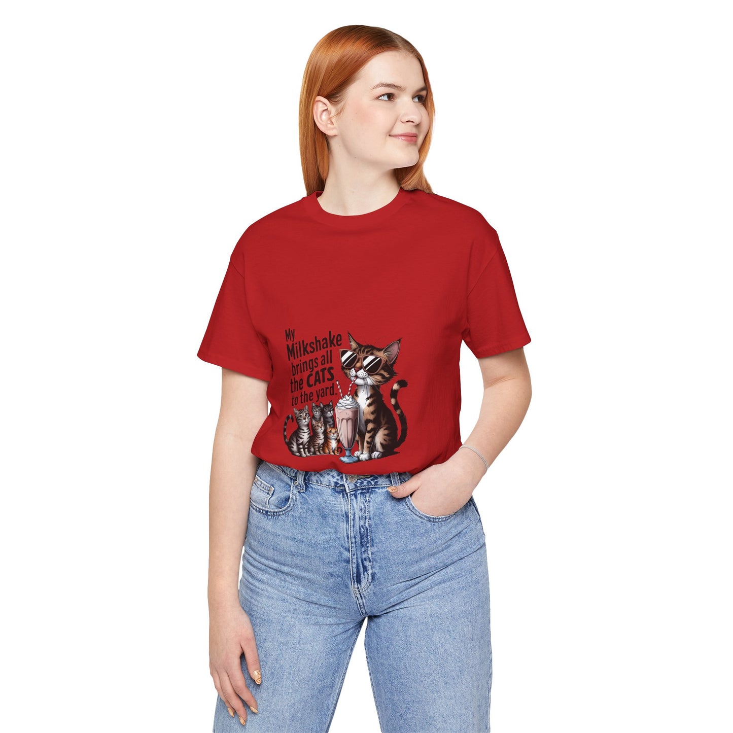 Cat Lover's Humor Tee - My Milkshake Brings All the Cats to the Yard, Funny T-Shirt, Gift for Animal Lovers, Cute Cat Shirt, Pet [...]