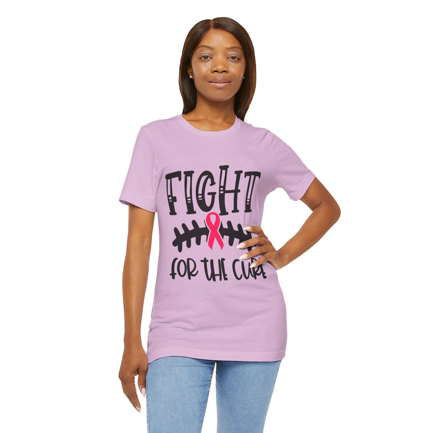 "Fight for the Cure" Graphic Tee,  Unisex Jersey Tee, Awareness Shirt, Breast Cancer Support T-Shirt, Fight Cancer Tee, Gift for a Cause