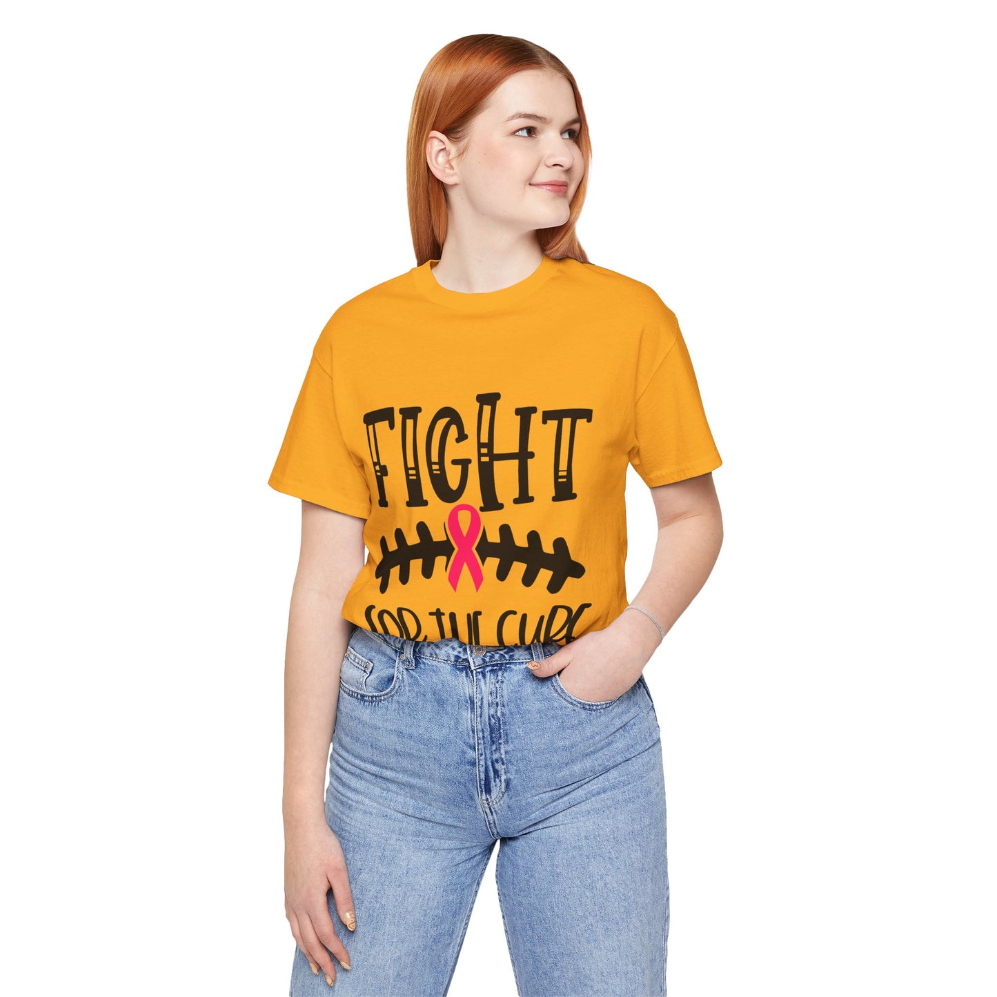 "Fight for the Cure" Graphic Tee,  Unisex Jersey Tee, Awareness Shirt, Breast Cancer Support T-Shirt, Fight Cancer Tee, Gift for a Cause