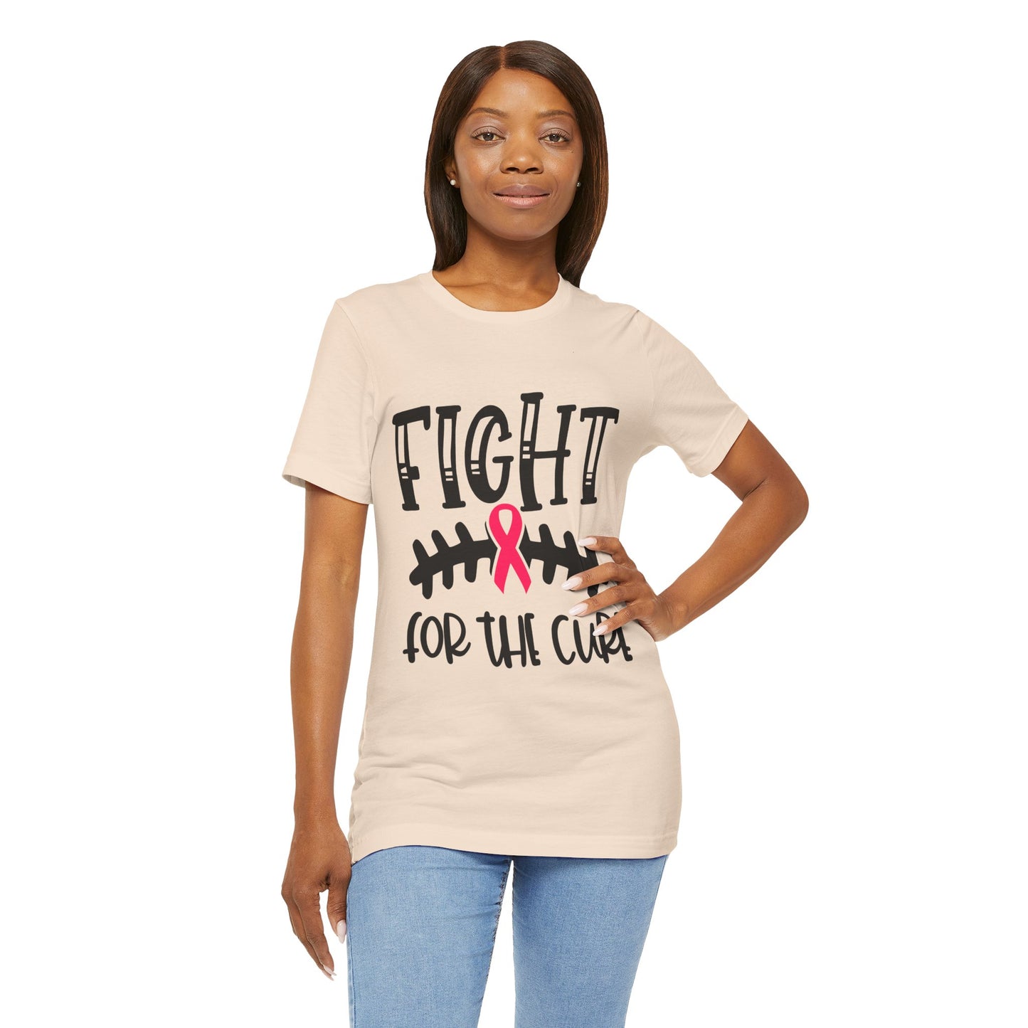 "Fight for the Cure" Graphic Tee,  Unisex Jersey Tee, Awareness Shirt, Breast Cancer Support T-Shirt, Fight Cancer Tee, Gift for a Cause