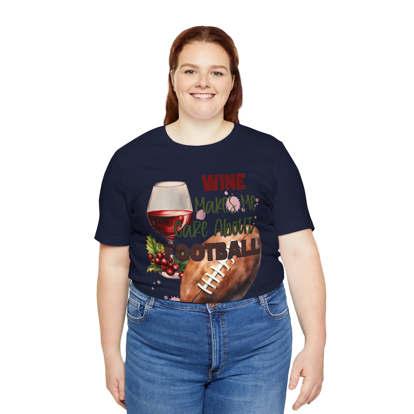 Wine Football Tee Sports Fan T-Shirt Funny Drinking Shirt