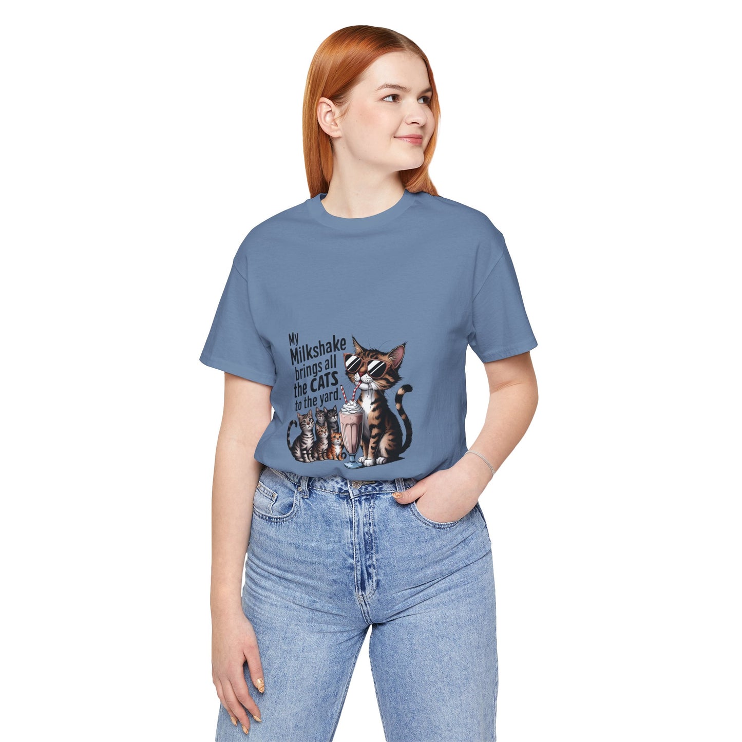 Cat Lover's Humor Tee - My Milkshake Brings All the Cats to the Yard, Funny T-Shirt, Gift for Animal Lovers, Cute Cat Shirt, Pet [...]